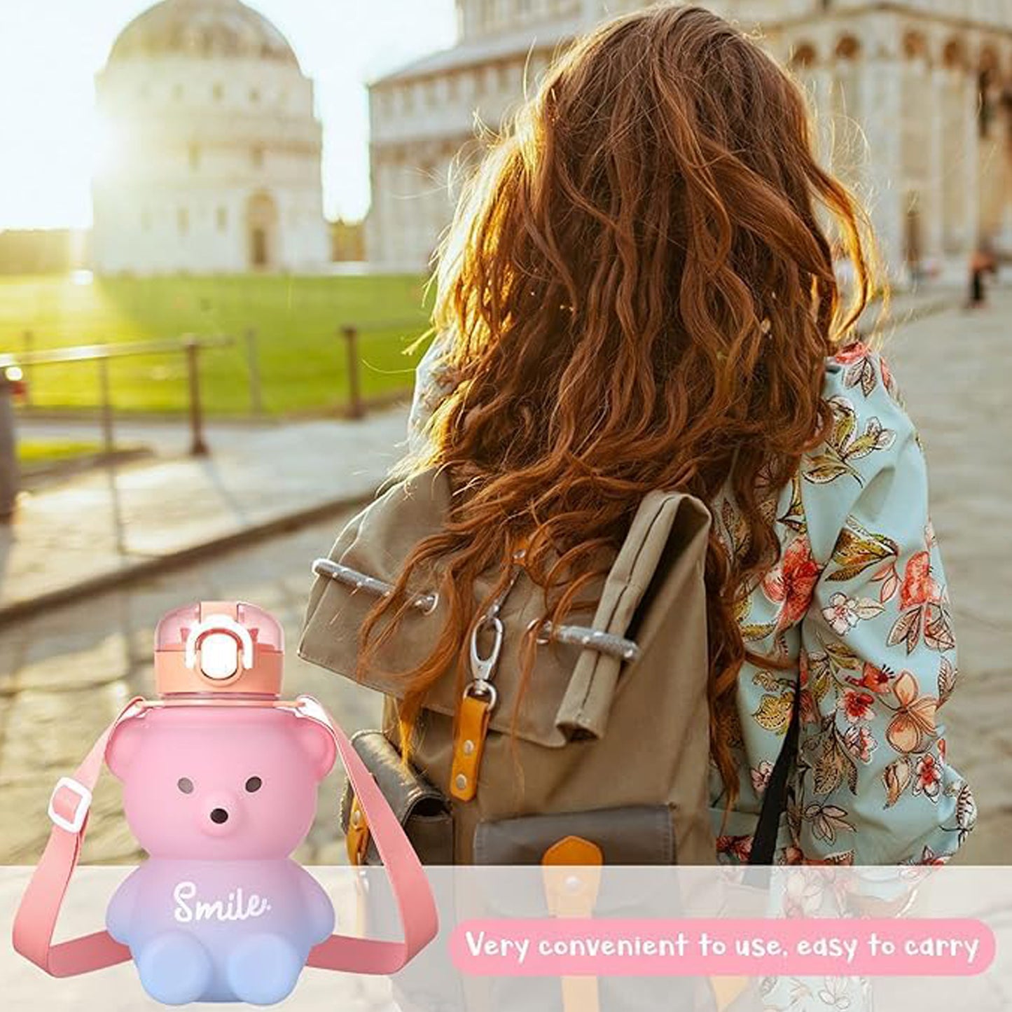 Cute Bear Straw Bottle 1000ml