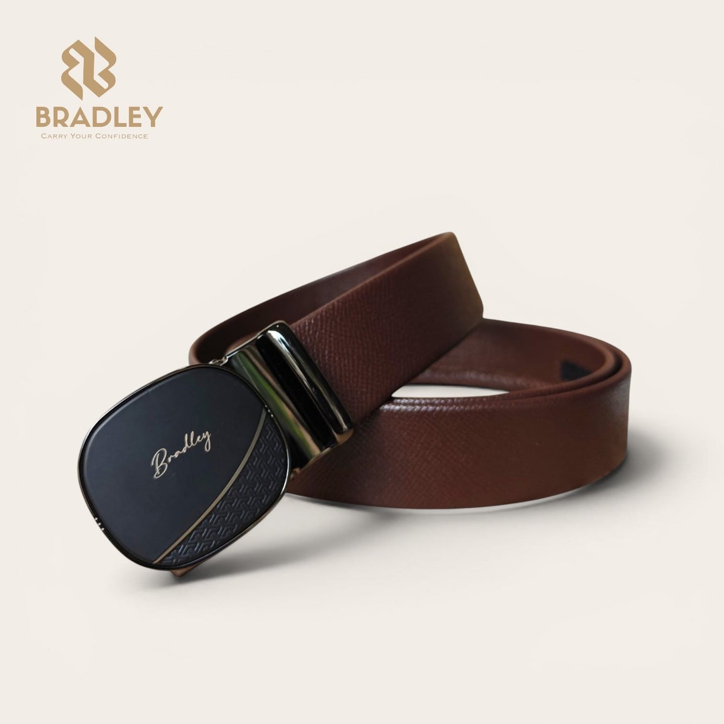 Premium Genuine Leather Ratchet Belt With Sleek Oval Buckle