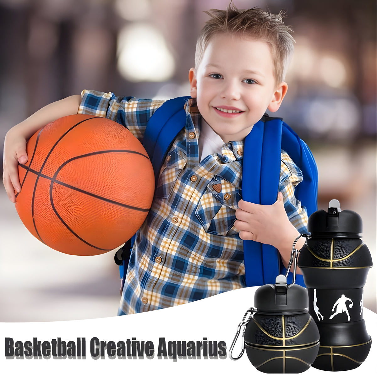 Basketball Design Foldable Silicone Water Bottle