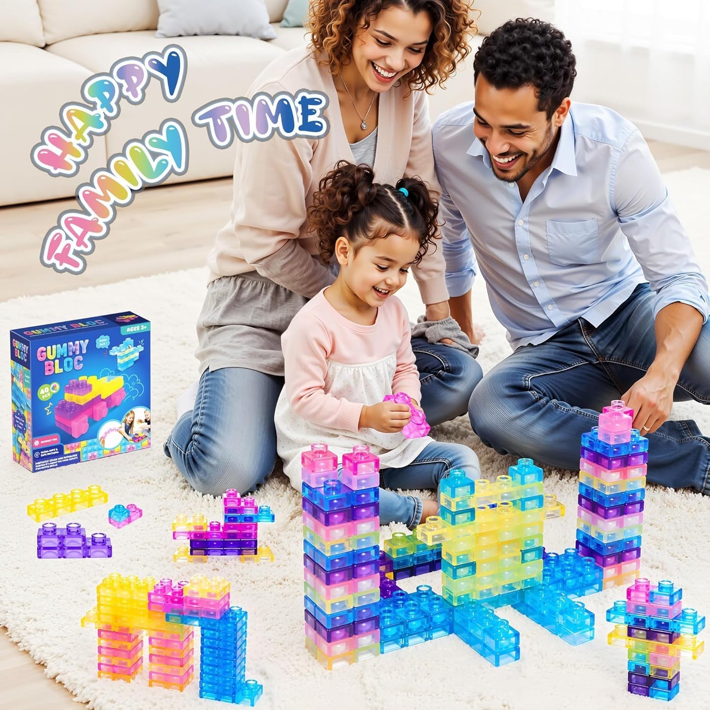 Gummy Squishy Blocks Set For Kids (40Pcs)