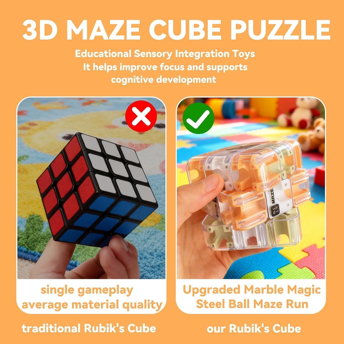 3D Maze Puzzle Cube With Metal Ball