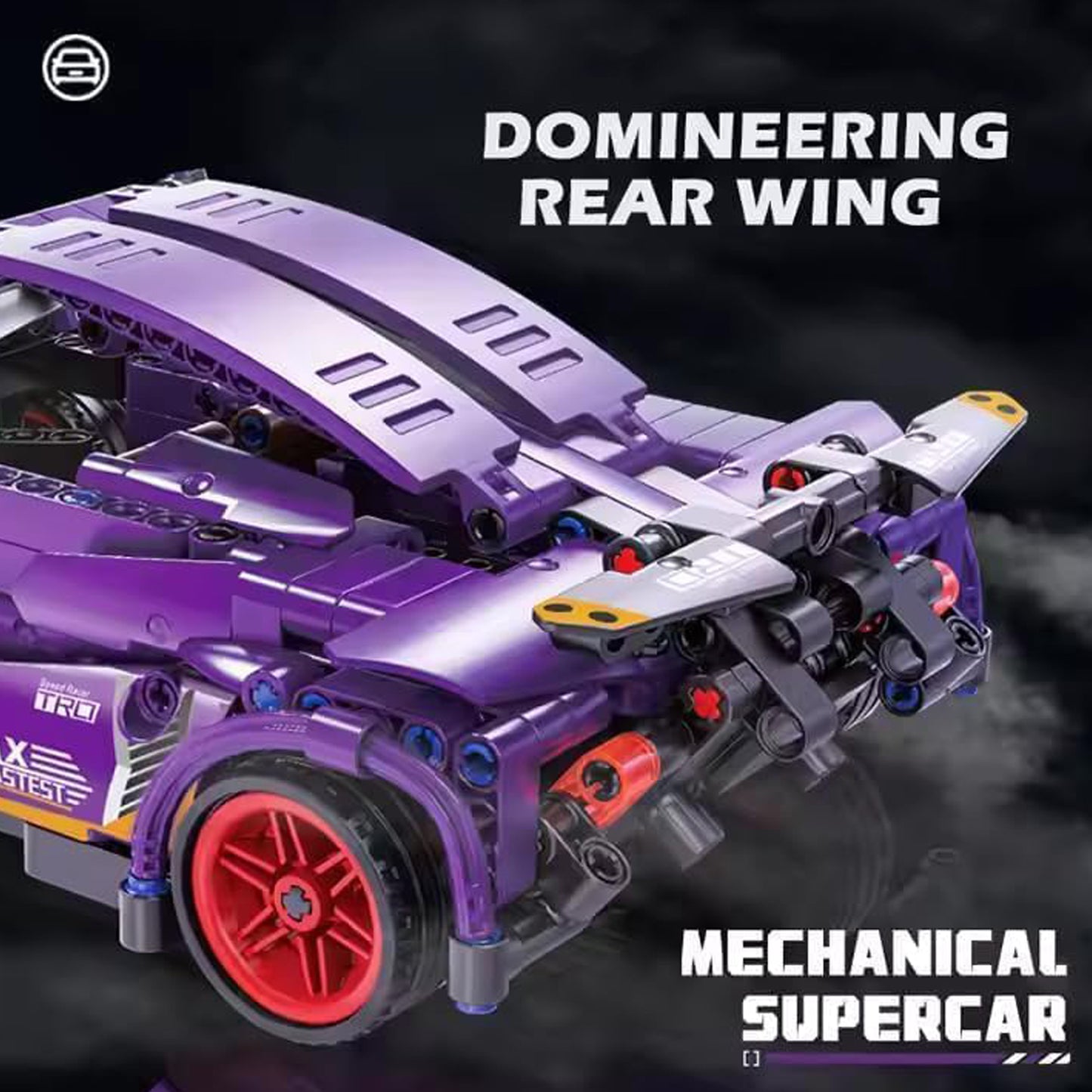 Purple Lambo 1:18 Scale Racing Pull-Back SuperCar Building Blocks Set